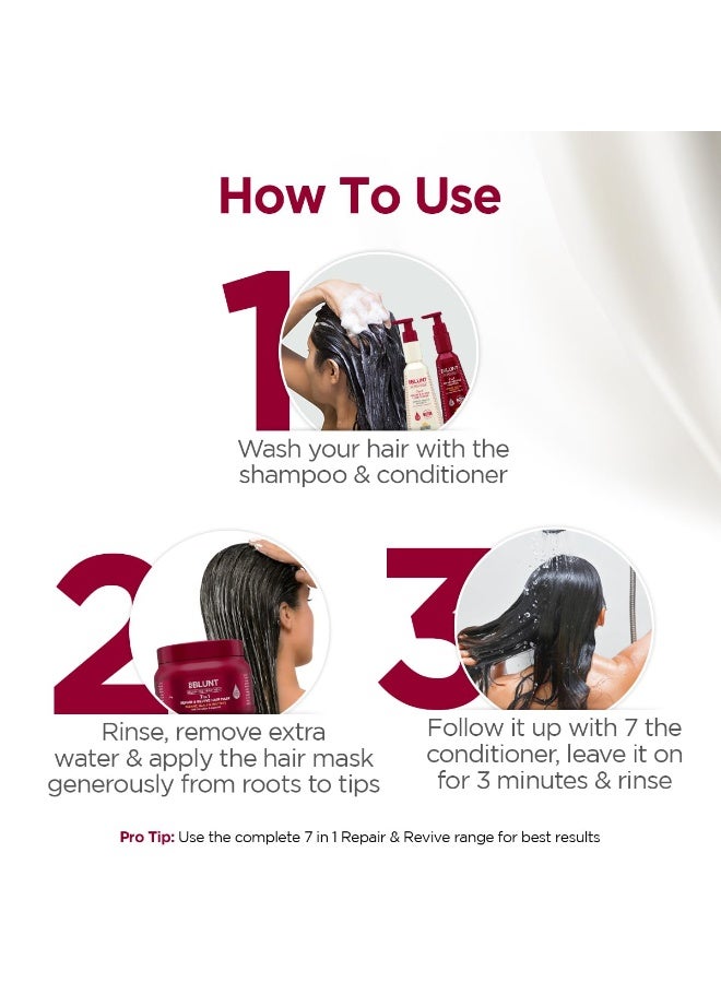 بي بلانت مجموعة بي بلانت 7 في 1 لإصلاح وتجديد الشعر | شامبو + بلسم + ماسك للشعر | يعالج 7 علامات لتلف الشعر | غني بالسيراميدات وزيت الأرغان | للرجال والنساء | 300 مل + 250 غ + 250 غ - Image 2